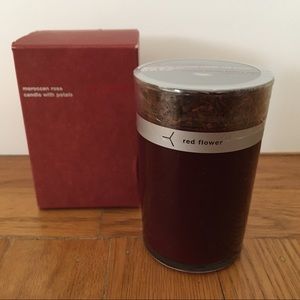Red Flower Moroccan Rose Petal Topped Candle